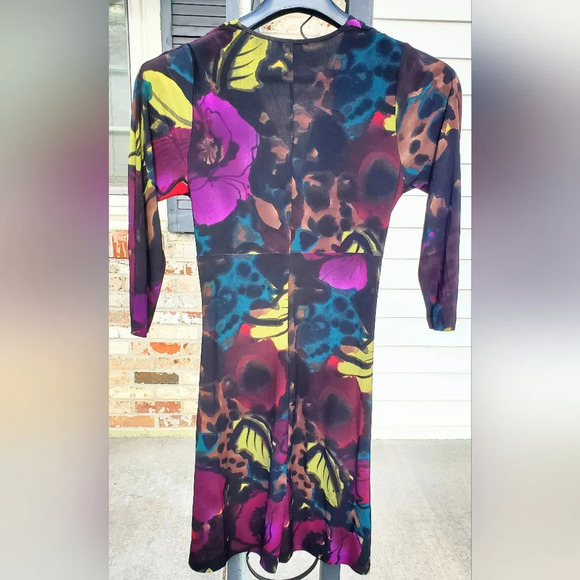 Kim Rogers Womens Size 8 Watercolor Floral Knot-Front Dress Midi - Picture 6 of 7